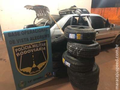 Maracaju: PMRv Base Vista Alegre apreende pneus, cigarros e ursos de pelúcia oriundos do contrabando e descaminho