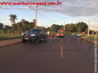 Maracaju: Acidente entre uma camionete Hilux e uma Ciclista próximo a saída para Campo Grande deixa ciclista com ferimentos leves