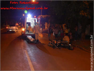 Maracaju: Motociclista leva a pior em atropelamento de cachorro na antiga Rua Campo Grande