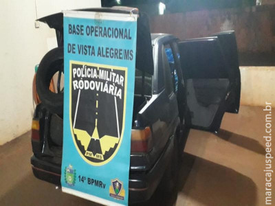 Maracaju: PMR Base Vista Alegre apreende veículo com contrabando de pneus na MS-462