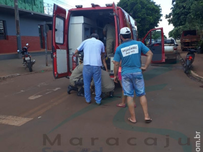 Maracaju: Acidente no fim da tarde deixa motociclista com dois cortes contusos na perna esquerda