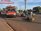 Maracaju: Acidente na rotatória da Av. Marechal Deodoro deixa motociclista ferida