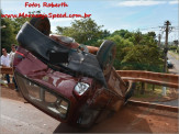 Maracaju: Acidente envolvendo dois veículos e capotamento no pontilhão do viaduto