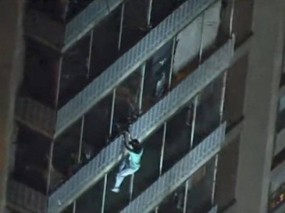 Homem escala 15 andares de prédio para 