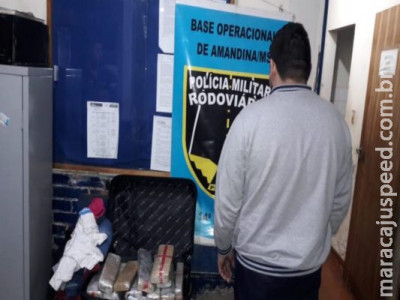 Paraguaio é preso dentro de ônibus em MS com mala recheada de droga 
