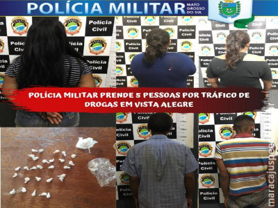 Maracaju: Grupamento da Polícia Militar Distrito Vista Alegre prende cinco pessoas por “Tráfico de Drogas” e derruba “CASTELINHO”