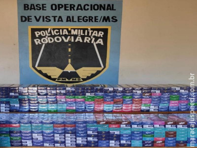PMRv apreende 720 pacotes de essências de narguilé na MS-164 no Distrito Vista Alegre