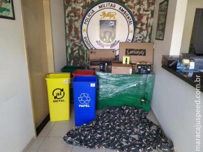 Polícia Militar Ambiental recebe GPS, computadores e outros materiais das Promotorias de Justiça de Eldorado e de Mundo Novo