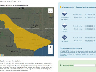 Maracaju: Aviso de Atenção - Há risco moderado para ocorrência de fenômeno meteorológico adverso dentro das próximas 72 horas