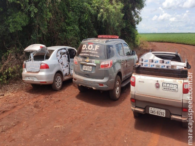 Maracaju: Dois homens são presos pelo DOF após tentarem fugir com veículos abarrotados com cigarros contrabandos