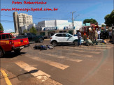 Colisão entre carro e motocicleta na região central de Maracaju Colisão entre carro e motocicleta na região central de Maracaju