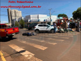 Colisão entre carro e motocicleta na região central de Maracaju Colisão entre carro e motocicleta na região central de Maracaju