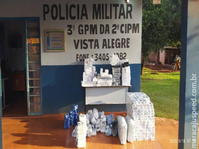 Maracaju: Pelotão da Polícia Militar Distrito Vista Alegre apreende material eletrônico e cigarros avaliados em 60 mil reais
