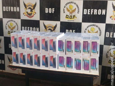 Policiais do DOF apreendem 180 smartphones na região de fronteira