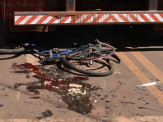 Maracaju: Jovem mulher ciclista que se envolveu em acidente com carreta bi trem é encaminhada em estado grave para unidade médica da capital