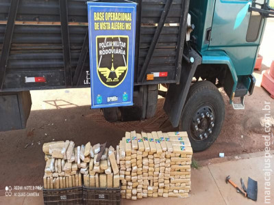 Polícia Militar Rodoviária localiza "mocó" em caminhão e apreende quase 300 kg de drogas em Maracaju