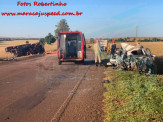 Maracaju: Grave acidente de colisão frontal na MS-162, entre caminhão e veículo de passeio