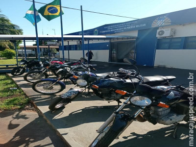 Polícia Militar de Maracaju mesmo com decreto vigente de restrição de circulação, recolhe seis motocicleta com irregularidades durante fim de semana