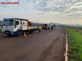 Maracaju: Bombeiros atendem acidente envolvendo motocicleta que abalroou caminhão