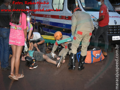 Maracaju: Homem sofre queda de moto em desnível da linha férrea na MS-162 e tem fratura exposta de tíbia e fíbula da perna esquerda