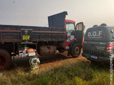 Caminhão carregado com produtos ilegais foi apreendido pelo DOF durante a Operação Hórus