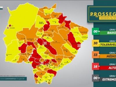Prosseguir: Com nova atualização, 30 municípios apresentam grau tolerável de risco  Prosseguir: Com nova atualização, 30 municípios apresentam grau tolerável de risco