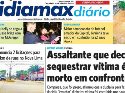Veja a capa do Midiamax Diário desta terça-feira, 21 de setembro de 2021