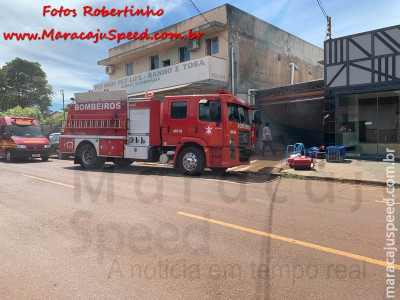 Maracaju: Bombeiros atendem ocorrência de incêndio em comércio localizado a Rua Antônio de Souza Marcondes. Incêndio ocorreu em inversor/controlador de energia solar