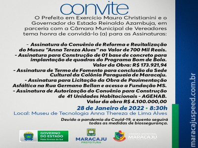 Prefeitura de Maracaju informa que haverá assinatura da Ordem de Serviço da Reforma e Revitalização do Museu “Anna Tereza Alves” no Valor de 700 Mil Reais