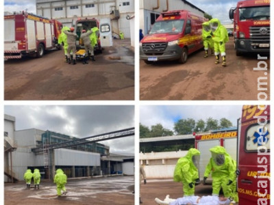 Corpo de Bombeiros Militar em Sidrolândia realiza simulado em Frigorífico Corpo de Bombeiros Militar em Sidrolândia realiza simulado em Frigorífico