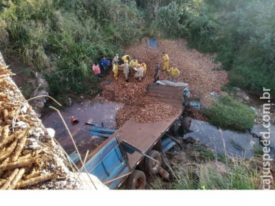 Motorista de caminhão que caiu em córrego morre em hospital em Nova Andradina