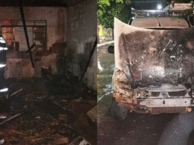 Barraco é destruído em incêndio e carro quase sofre  Barraco é destruído em incêndio e carro quase sofre