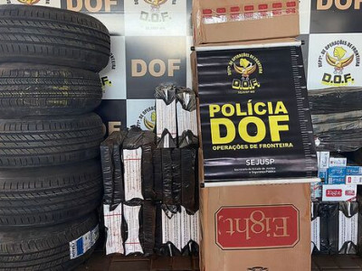 Idosa é presa viajando com cigarros e pneus contrabandeados do Paraguai Idosa é presa viajando com cigarros e pneus contrabandeados do Paraguai