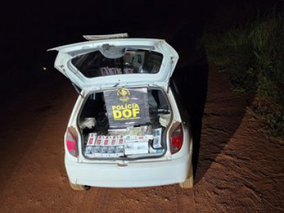 Carro carregado com cigarros ilegais é apreendido pelo DOF em Sidrolândia Carro carregado com cigarros ilegais é apreendido pelo DOF em Sidrolândia