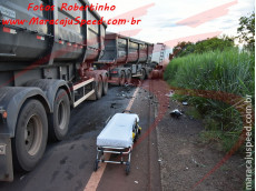 Maracaju: Colisão frontal entre carreta Bitrem e veículo Creta na rodovia MS-157