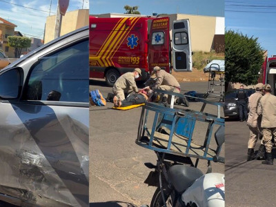 Acidente em cruzamento deixa motoentregador ferido em Nova Andradina Acidente em cruzamento deixa motoentregador ferido em Nova Andradina