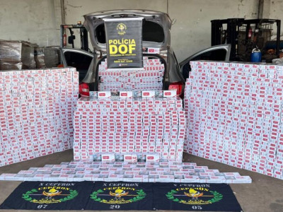 DOF apreende Renault Sandero com 1.250 pacotes de cigarros contrabandeados DOF apreende Renault Sandero com 1.250 pacotes de cigarros contrabandeados