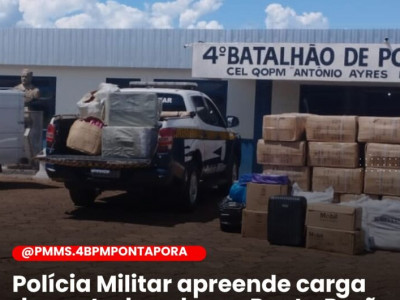 Polícia apreende carga de mercadorias ilegais na região de fronteira Polícia apreende carga de mercadorias ilegais na região de fronteira