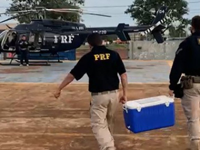 Helicóptero da PRF transporta órgãos transplantados de urgência para Campo Grande Helicóptero da PRF transporta órgãos transplantados de urgência para Campo Grande
