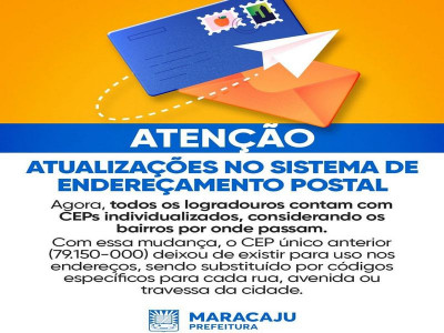 Maracaju adota novos CEPs individualizados para todos os logradouros Maracaju adota novos CEPs individualizados para todos os logradouros
