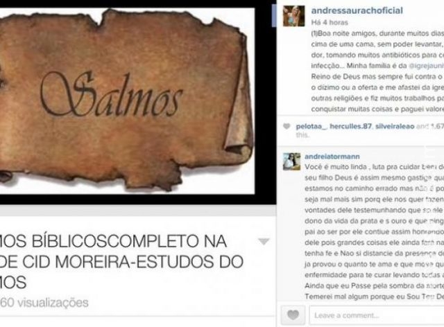Andressa Urach desabafa sobre religião: "Fiz um pacto com uma pomba gira" Andressa Urach desabafa sobre religião: "Fiz um pacto com uma pomba gira"