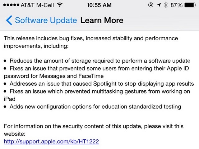 Apple lança iOS 8.1.3 com correções de bugs, redução do tamanho de armazenamento Apple lança iOS 8.1.3 com correções de bugs, redução do tamanho de armazenamento
