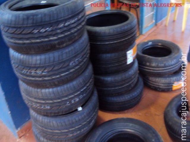 Maracaju: PM apreende 22 pneus contrabandeados do Paraguai