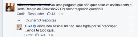 Xuxa fala sobre ida para Record: "Ainda não assinei nada" Xuxa fala sobre ida para Record: "Ainda não assinei nada"