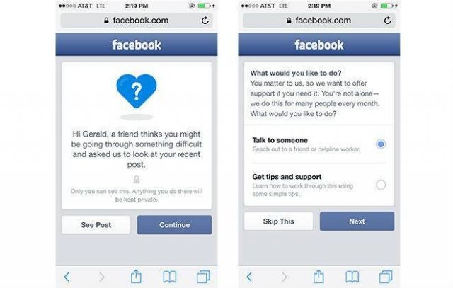 Facebook cria ícone que alerta sobre postagem potencialmente suicida Facebook cria ícone que alerta sobre postagem potencialmente suicida