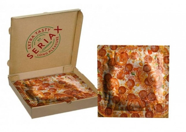 Designer cria preservativo de pizza Designer cria preservativo de pizza