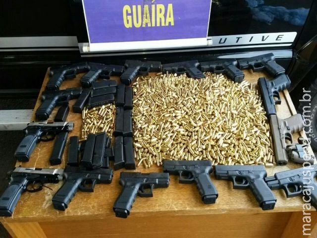 PRF realiza apreensão de 16 pistolas da marca Glock e munições na Ponte Ayrton Senna em Guaíra/PR