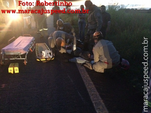 Maracaju: Pneu estoura e causa queda de motocicleta na BR-267