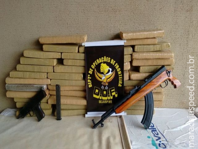 Em Maracaju, DOF apreende três veículos com 2,4 Toneladas de maconha, um Fuzil e uma submetralhadora