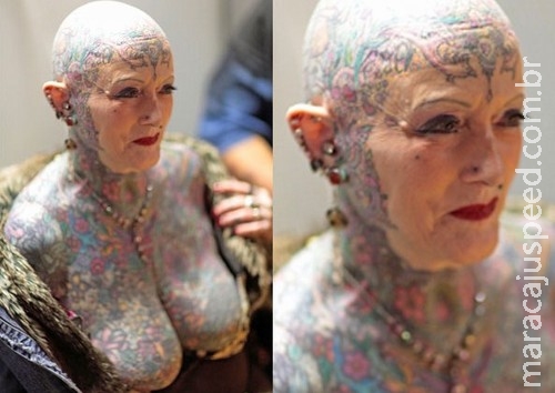 Idosa mais tatuada do mundo morre aos 77 anos Idosa mais tatuada do mundo morre aos 77 anos